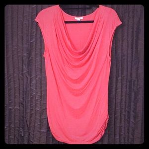 Coral Sophie Max Cowlneck Top with Riched Sides